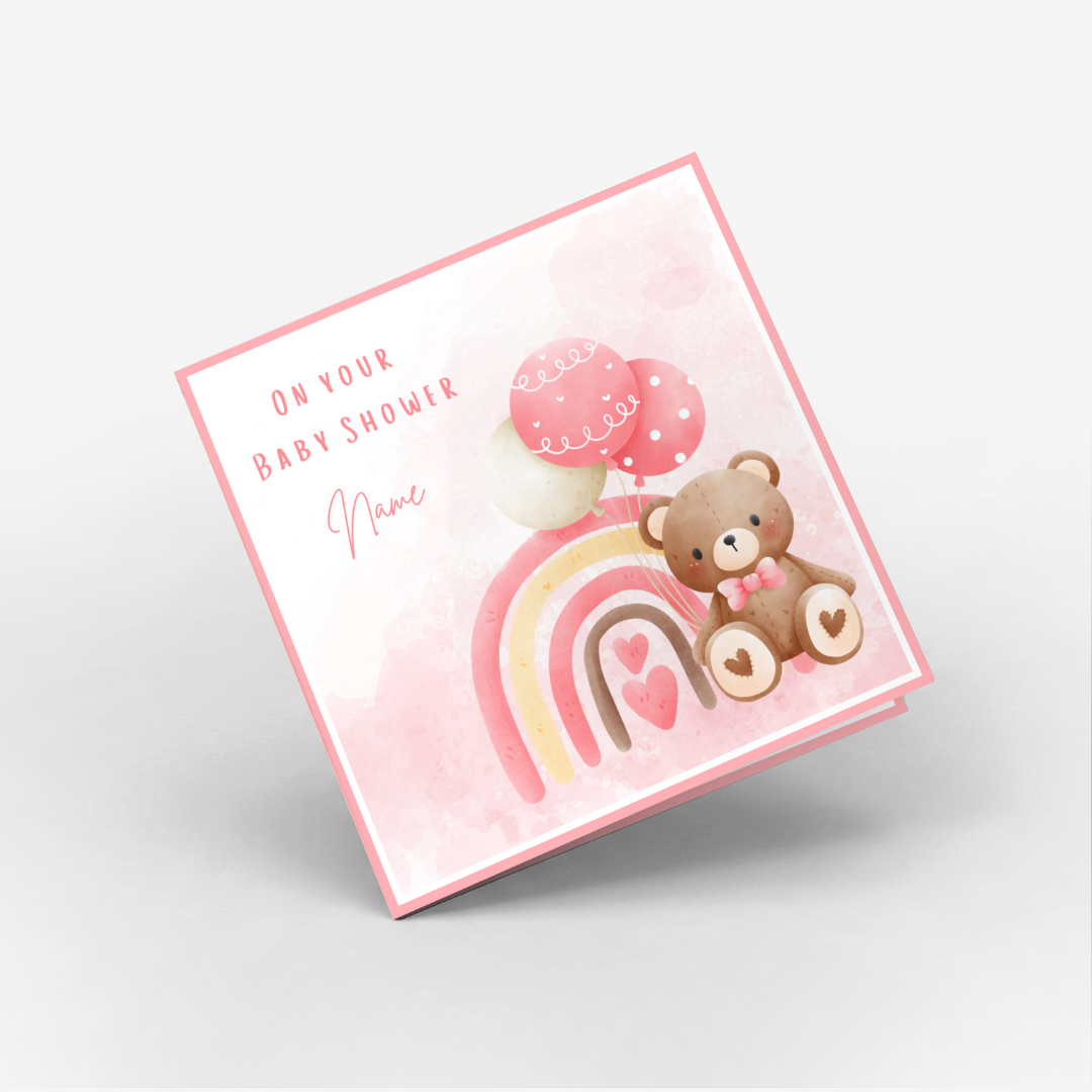 Teddy's girl baby shower Classic Card