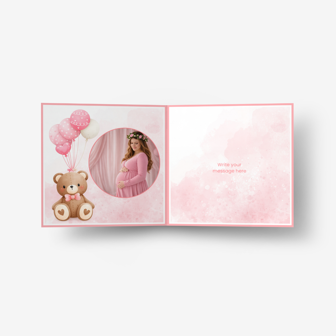 Teddy's girl baby shower Classic Card