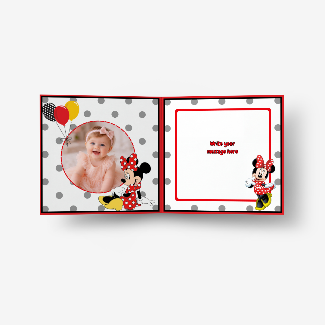 Minnie Mouse Birthday in Red Classic Card