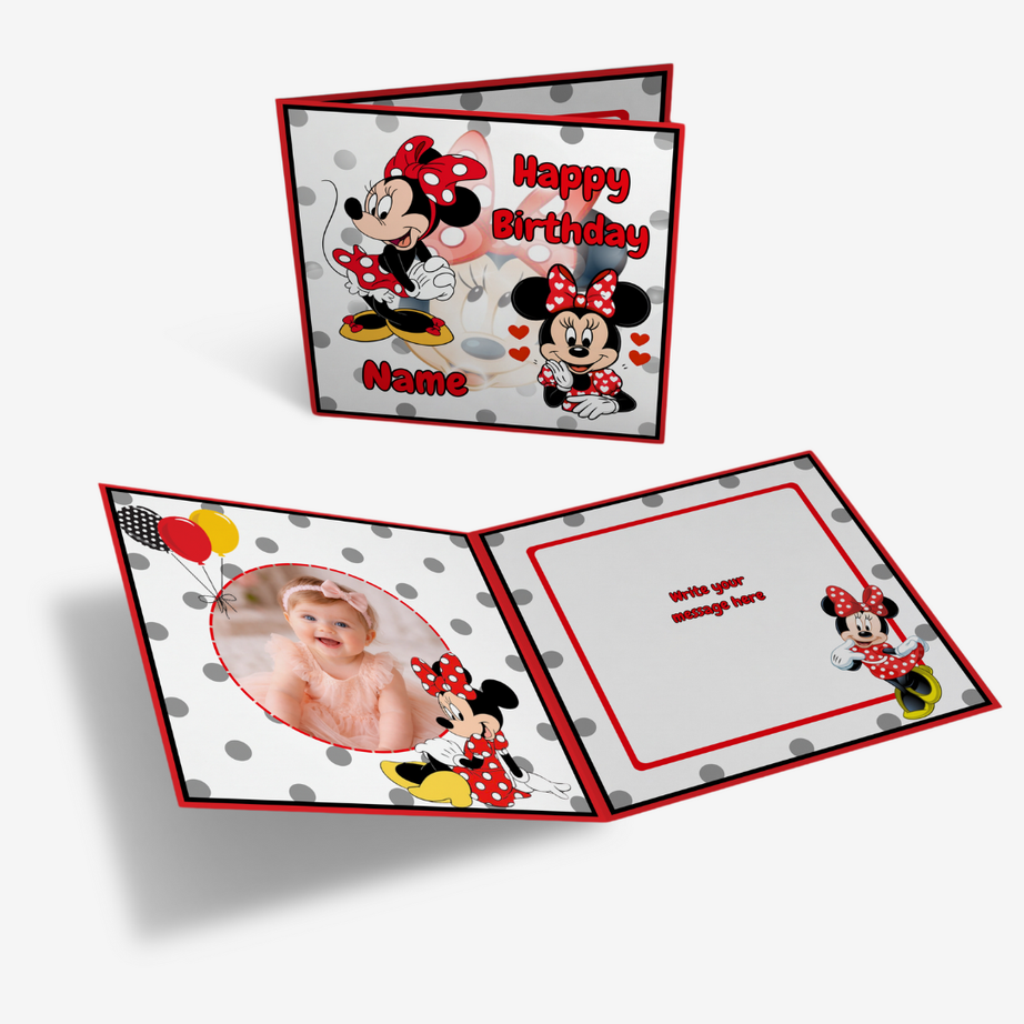 Minnie Mouse Birthday in Red Classic Card