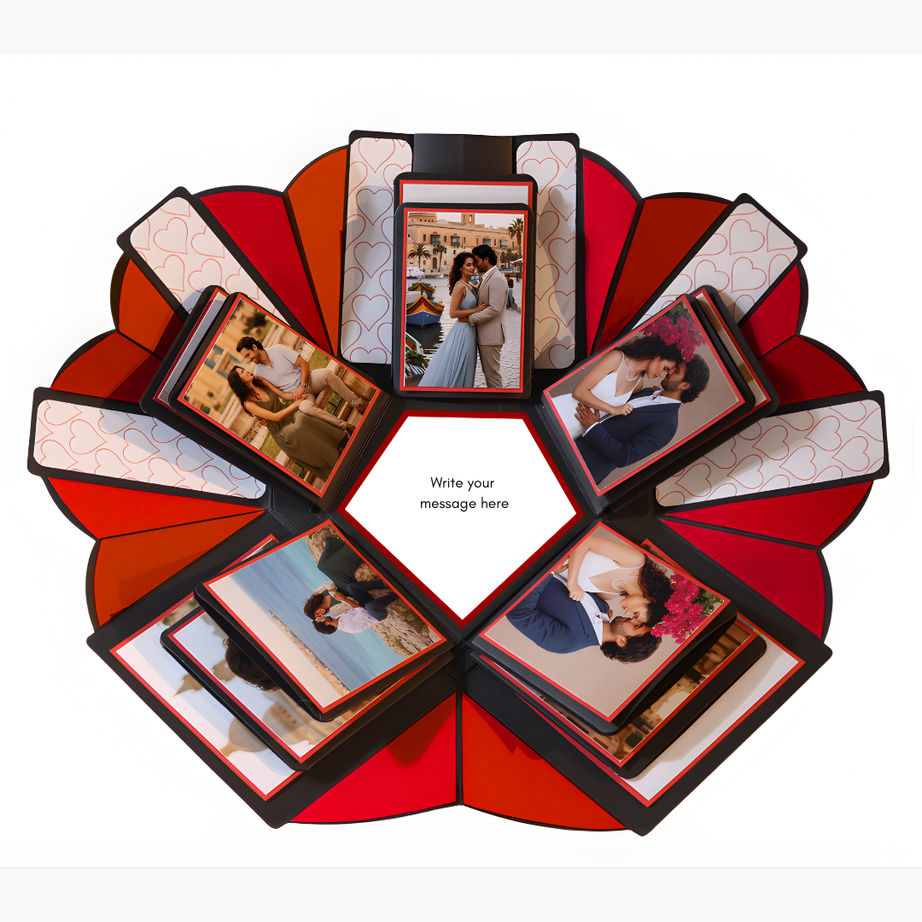 Our Story in a Heart Explosion box