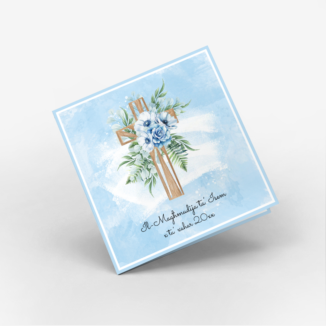 Blue Cross Baptism Maltese Classic Card