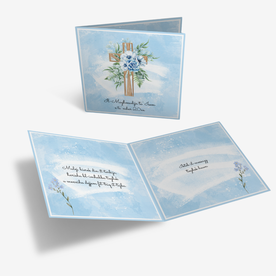 Blue Cross Baptism Maltese Classic Card