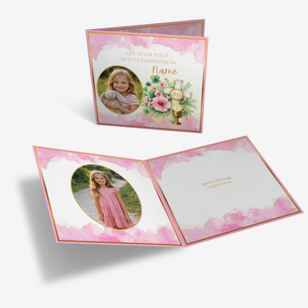 Holy Communion Pink Classic Card