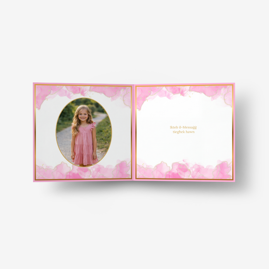 Holy Communion Pink Classic Card